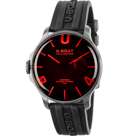 U-Boat DARKMOON 44 Red SS on Rubber Strap 8465