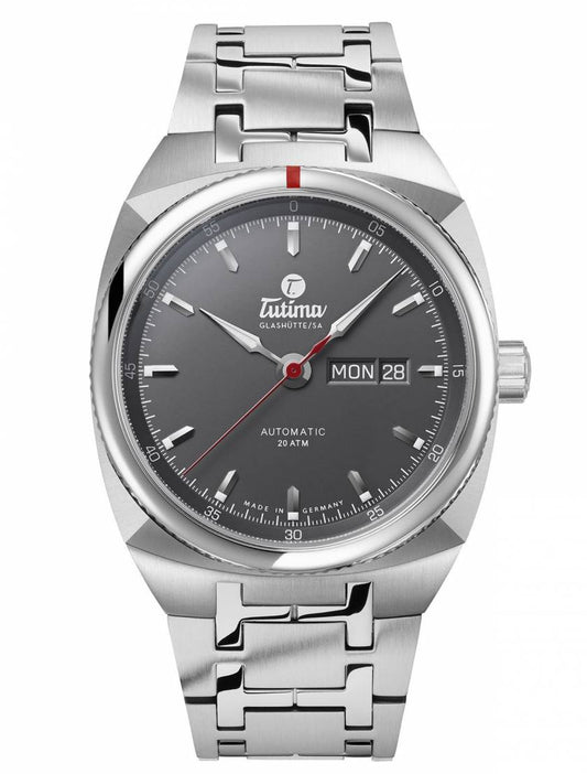 Tutima Saxon One Automatic Anthracite Grey Dial On Steel Bracelet Men's Watch 6120-01