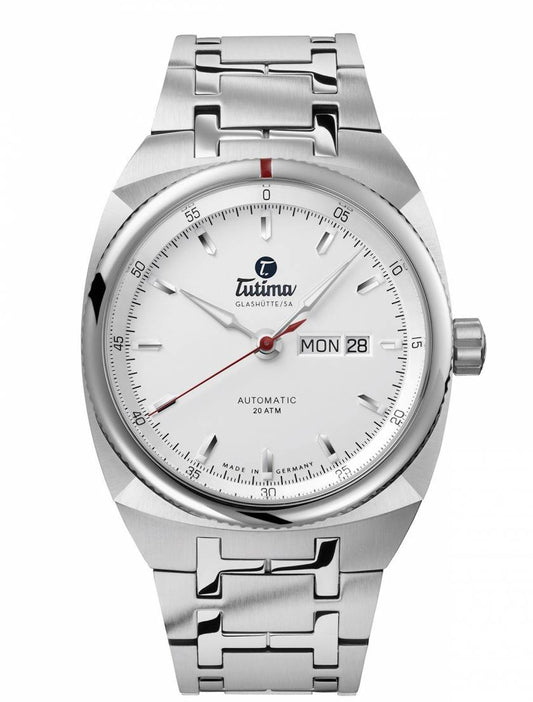 Tutima Saxon One Automatic White Dial On Steel Bracelet 6120-02