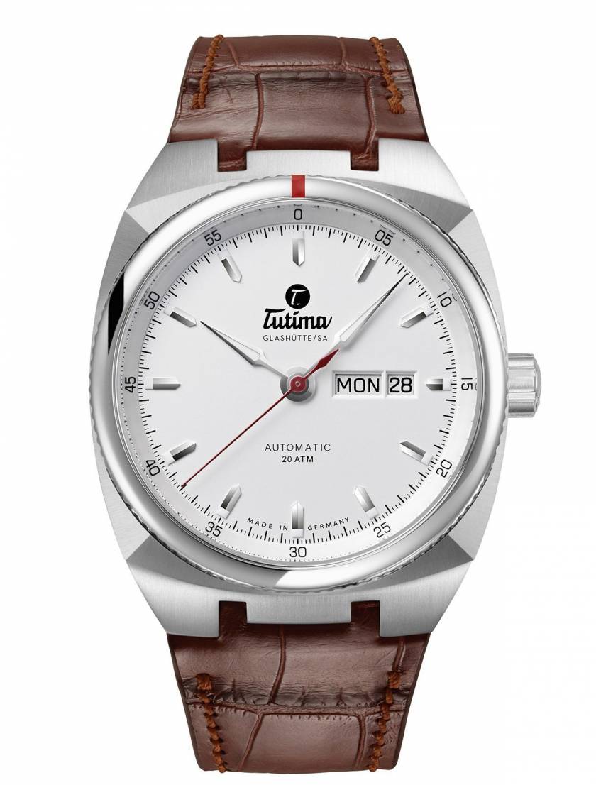 Tutima Saxon One Automatic White Dial On Alligator Strap 6120-04