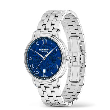 Montblanc Tradition Automatic Date 40 mm - Steel - Blue - Montblanc® US MB131275