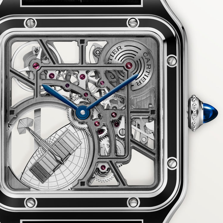 Cartier Santos-Dumont skeleton watch equipped with a micro-rotor WHSA0044