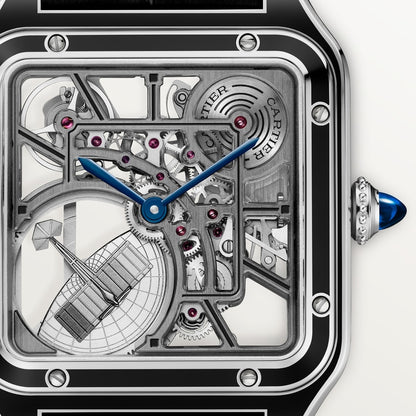 Cartier Santos-Dumont skeleton watch equipped with a micro-rotor WHSA0044