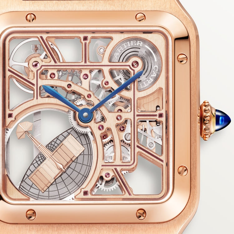 Cartier Santos-Dumont skeleton watch equipped with a micro-rotor WHSA0030