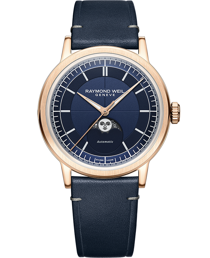 Millesime Automatic Moon Phase Midnight Blue Dial Watch, 39.5mm