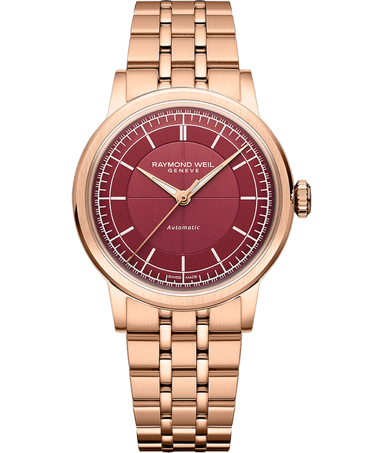 Millesime Automatic Central Seconds Burgundy Dial Watch, 35mm