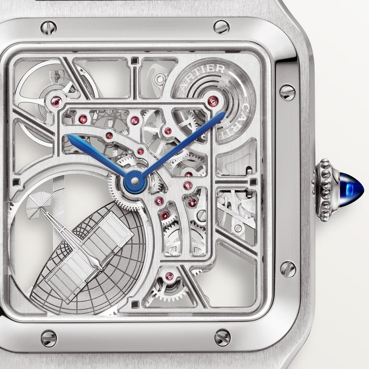 Cartier Santos-Dumont skeleton watch equipped with a micro-rotor WHSA0032