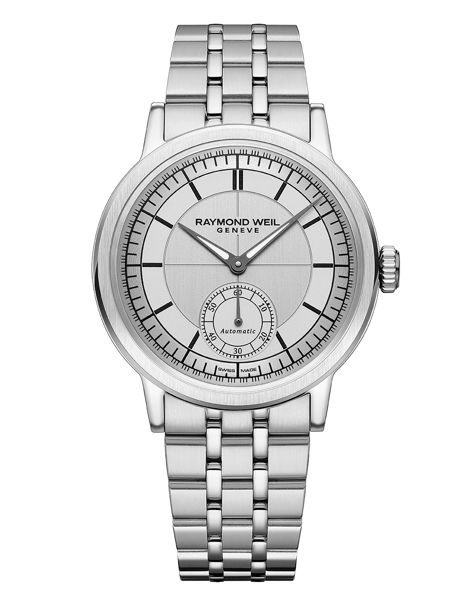 Millesime Men's Automatic Small Seconds Silver Sector Dial Bracelet Watch, 39.5mm