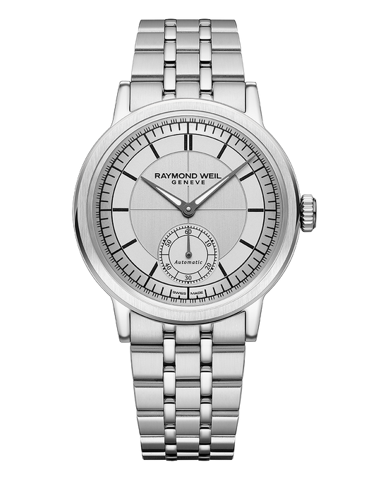 Millesime Men's Automatic Small Seconds Silver Sector Dial Bracelet Watch, 39.5mm