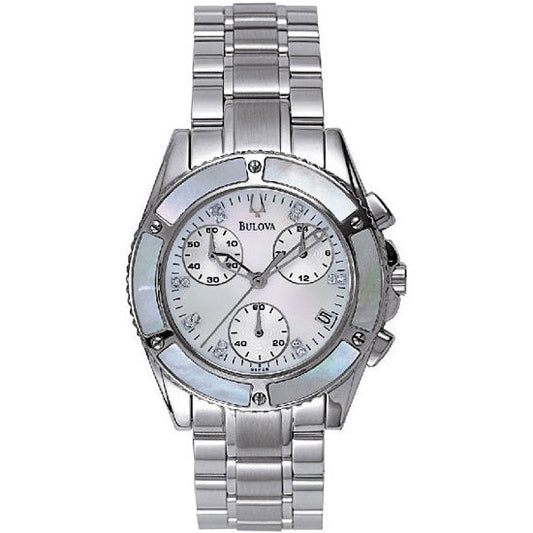 Bulova Women's Diamond Dial Chronograph Watch #96P25