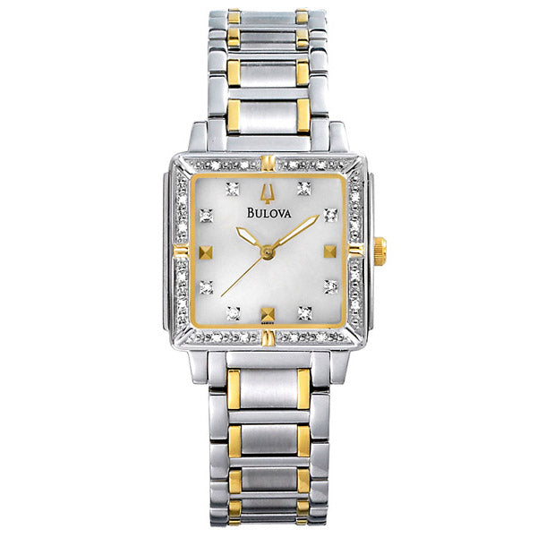 Bulova Women's Diamond Accented Two-Tone Stainless Steel Bracelet Watch #98R112