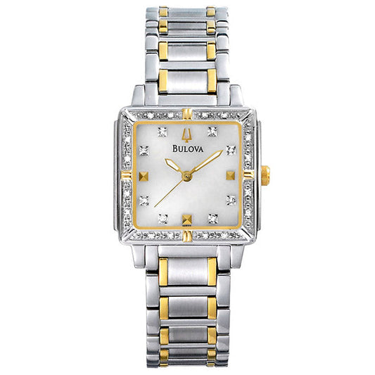 Bulova Women's Diamond Accented Two-Tone Stainless Steel Bracelet Watch #98R112