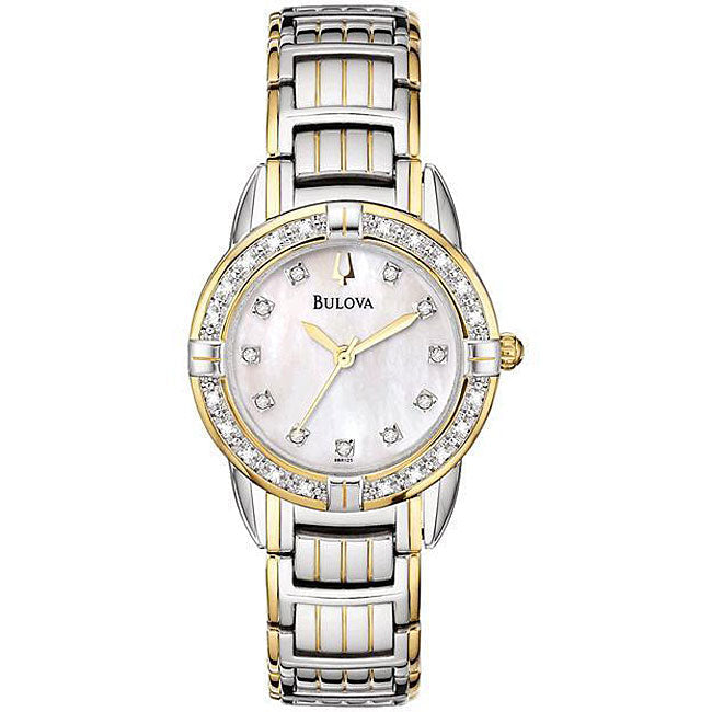 Bulova Women's Diamond Accented Case Bracelet Mother of Pearl Dial Watch #98R125