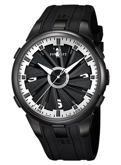 Perrelet Turbine XL Automatic Steel PVD Black/Silver On Rubber A1051/10