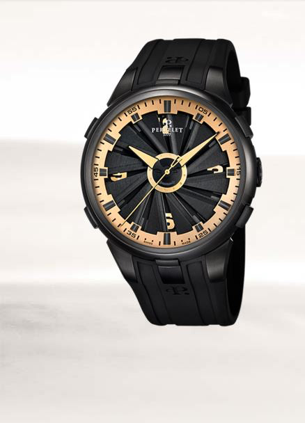 Perrelet Turbine XL Automatic Steel PVD Black/Gold On Rubber A1051/11