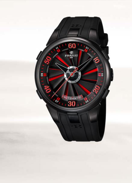 Perrelet Turbine XL Automatic Steel PVD Black/Red On Rubber A1051/9