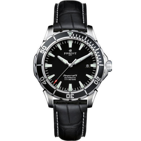 Perrelet Seacraft 3 Hands GMT Automatic Steel Black Dial A1053/2