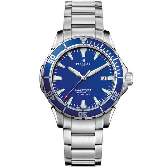 Perrelet Seacraft 3 Hands GMT Automatic Steel Blue Dial A1053/C