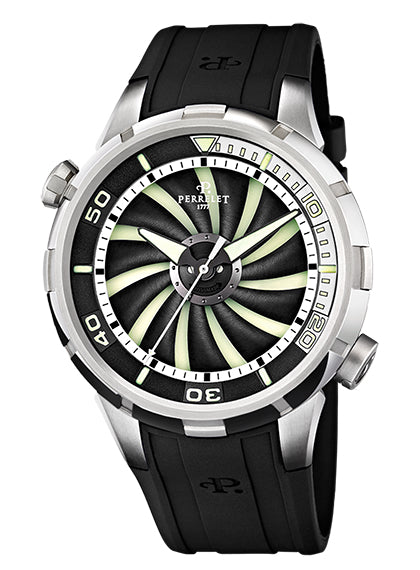 Perrelet Turbine Diver Automatic Steel Black/White Dial On Rubber A1066/1