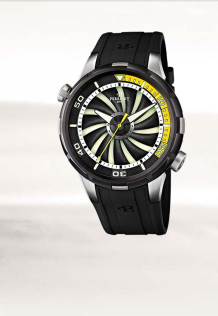 Perrelet Turbine Diver Automatic Steel PVD Black/Yellow Dial On Rubber A1067/2