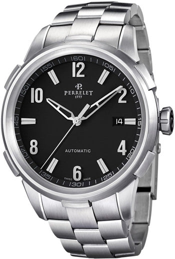 Perrelet Class-T 3 Hands Date Automatic Steel Black Arabic Numerals Dial A1068/B