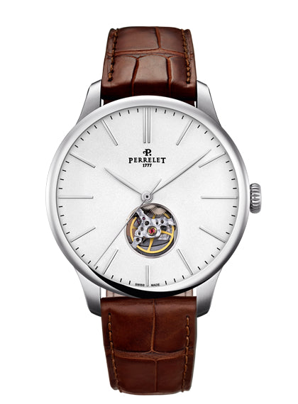 Perrelet First Class Open Heart Automatic Steel Cut-Out White Dial A1087/4