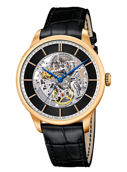 Perrelet First Class Skeleton Rose Gold Cut-Out Guilloche Black Dial A3043/2