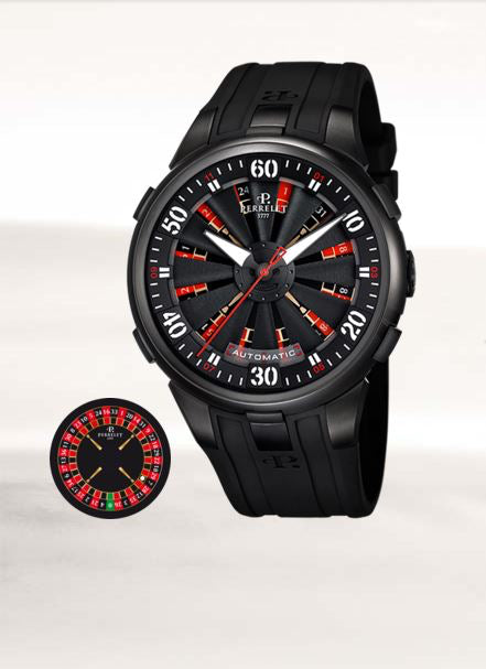 Perrelet Turbine XL Vegas Automatic Steel PVD Black/Red Dial On Rubber A4054/1