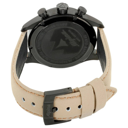 ALPINA Startimer Pilot Quartz Chrono PVD Black-Beige On Strap Men's Watch AL-372MLY4FBS6