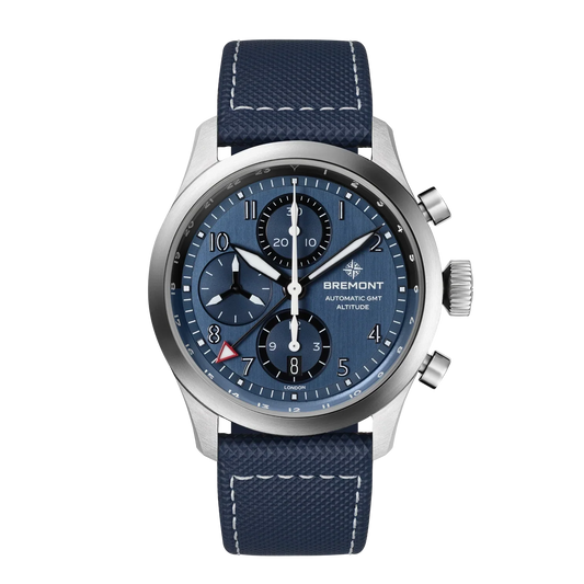 Bremont Watches | Mens | Altitude Altitude 42mm Chronograph GMT Blue Dial Leather Strap ALT42-CHR-G-SS-BL-L-S