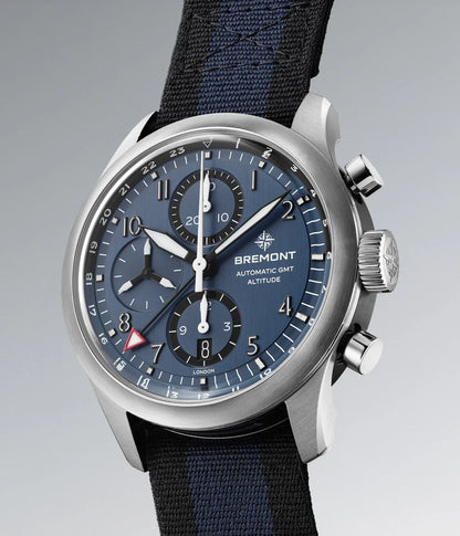 Bremont Watches | Mens | Altitude Altitude 42mm Chronograph GMT Blue Dial Nato Strap ALT42-CHR-G-SS-BL-N-S