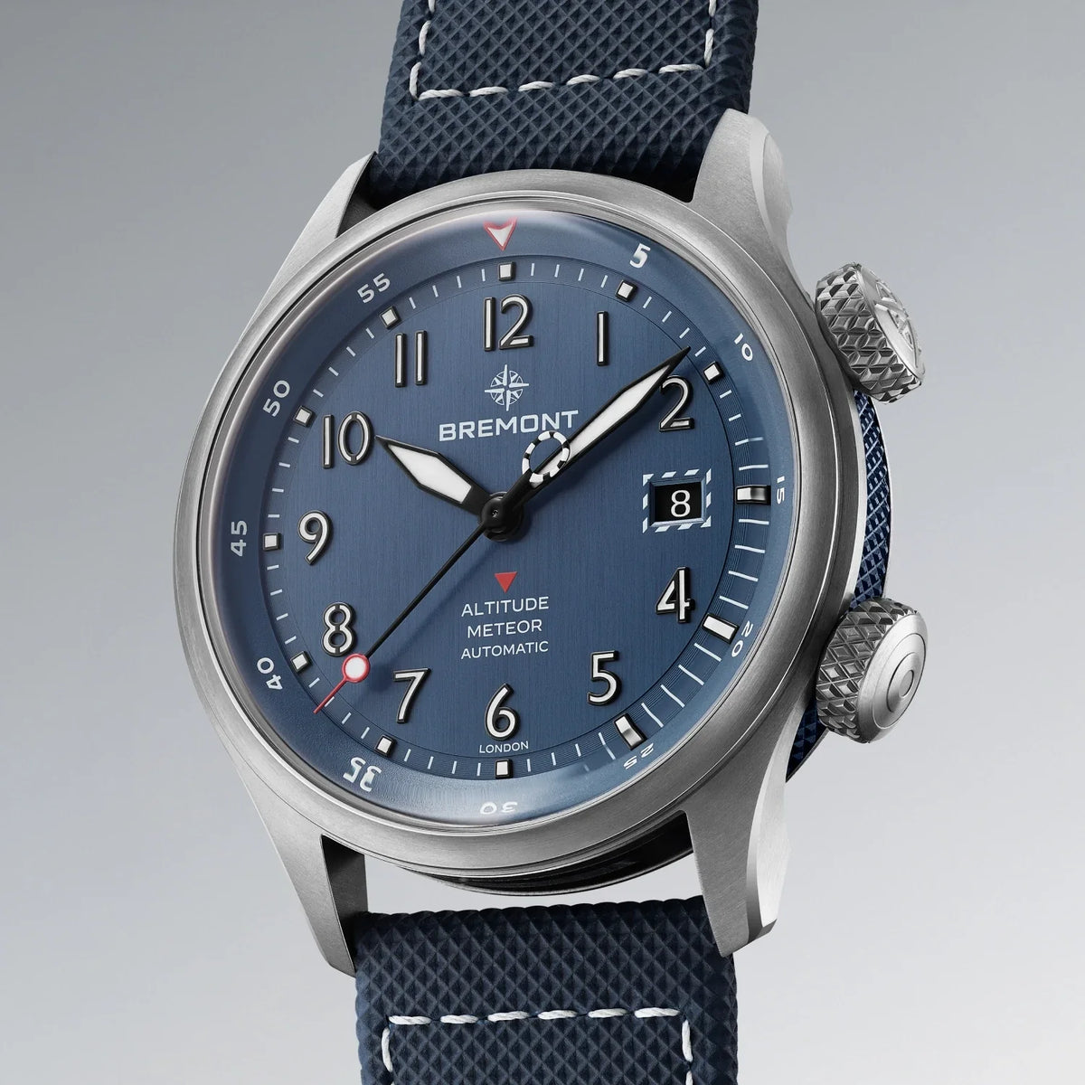 Bremont Watches | Mens | Altitude Altitude MB Meteor Blue Dial Blue Barrel Leather Strap ALT42-MT-TI-BLBL-L-S