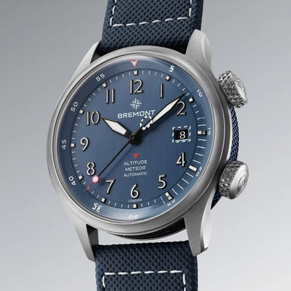 Bremont Watches | Mens | Altitude Altitude MB Meteor Blue Dial Blue Barrel Leather Strap ALT42-MT-TI-BLBL-L-S