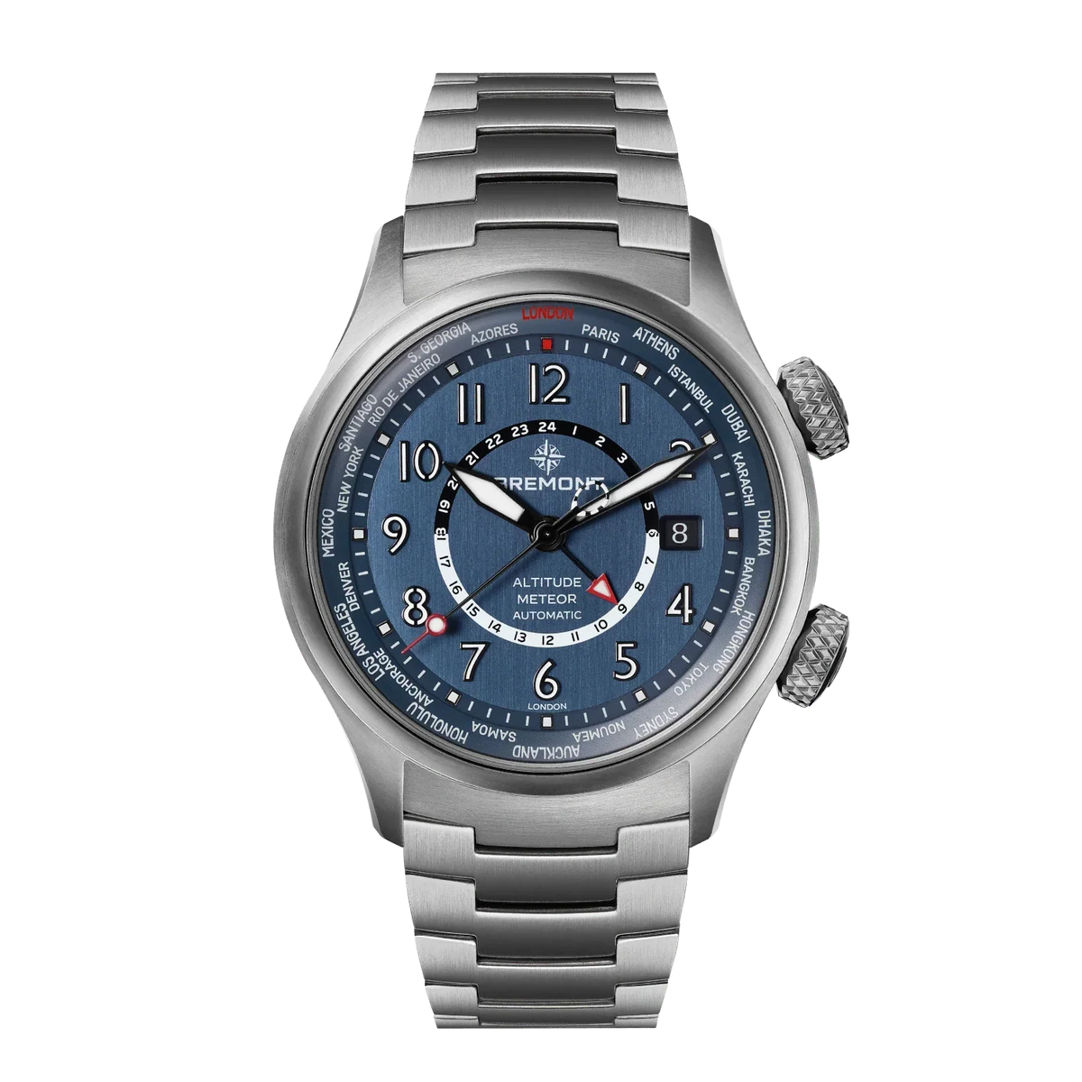 Bremont Watches | Mens | Altitude Altitude MB Meteor Time Zones Blue Dial Bracelet ALT42-MT-Z-TI-BLBL-B