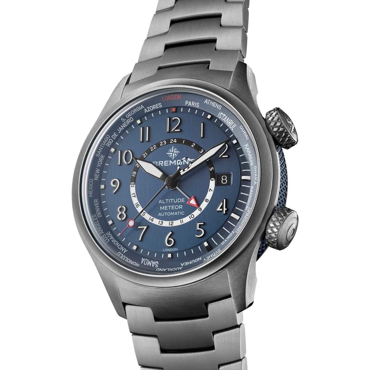 Bremont Watches | Mens | Altitude Altitude MB Meteor Time Zones Blue Dial Bracelet ALT42-MT-Z-TI-BLBL-B