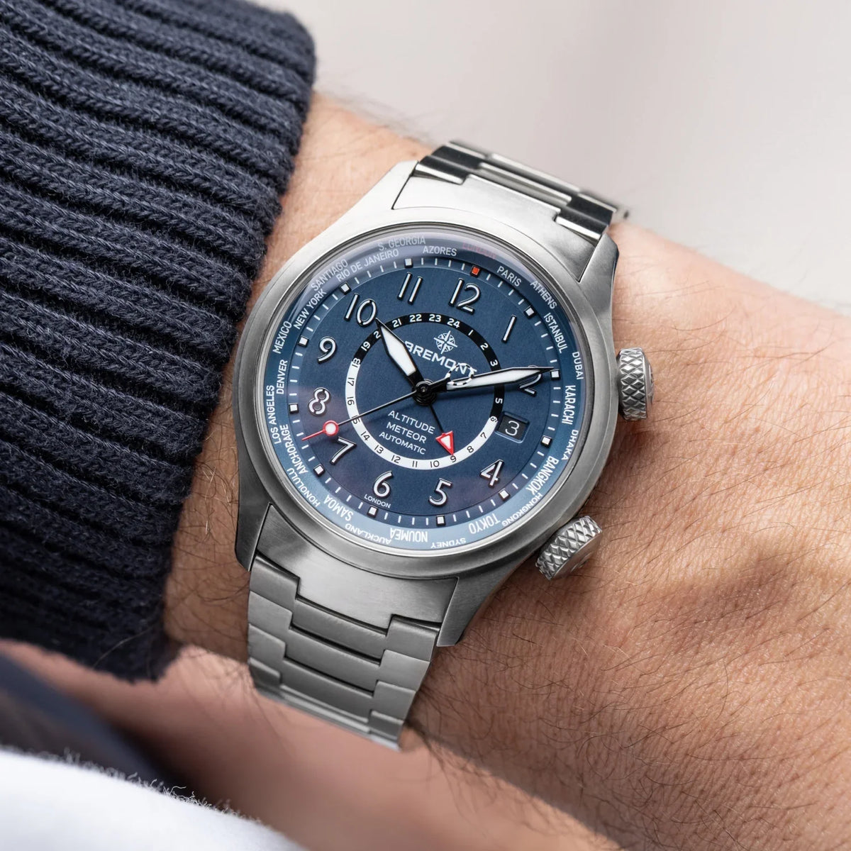 Bremont Watches | Mens | Altitude Altitude MB Meteor Time Zones Blue Dial Bracelet ALT42-MT-Z-TI-BLBL-B