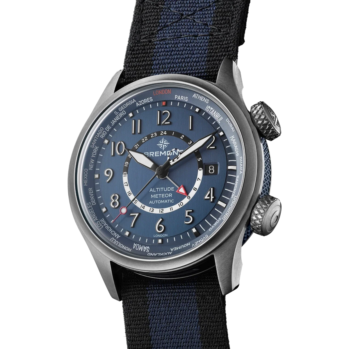 Bremont Watches | Mens | Altitude Altitude MB Meteor Time Zones Blue Dial Nato Strap ALT42-MT-Z-TI-BLBL-N-S
