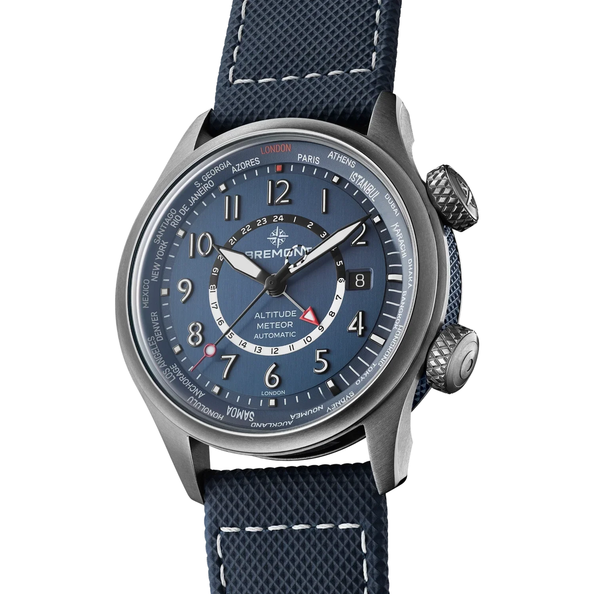 Bremont Watches | Mens | Altitude Altitude MB Meteor Time Zones Blue Dial Leather Strap ALT42-MT-Z-TI-BLBL-L-S