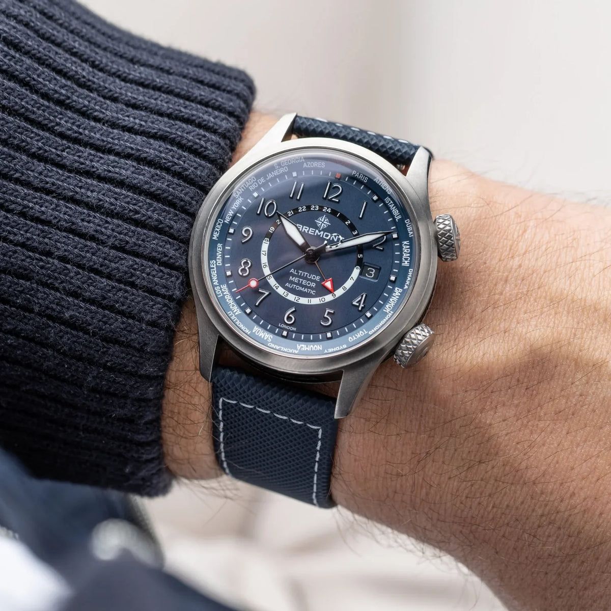 Bremont Watches | Mens | Altitude Altitude MB Meteor Time Zones Blue Dial Leather Strap ALT42-MT-Z-TI-BLBL-L-S