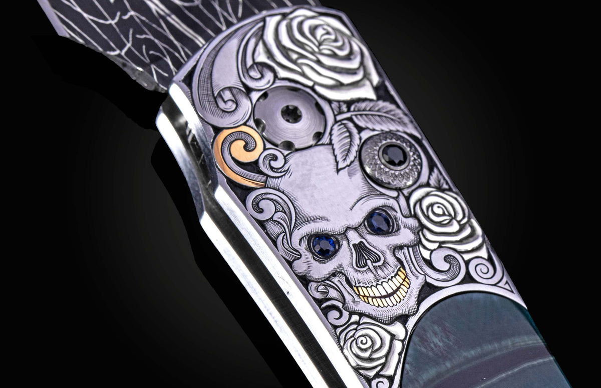 William Henry KNIVES Skull & Silver Roses B12 SKULL & SILVER ROSES