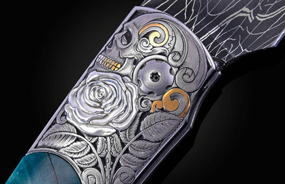 William Henry KNIVES Skull & Silver Roses B12 SKULL & SILVER ROSES