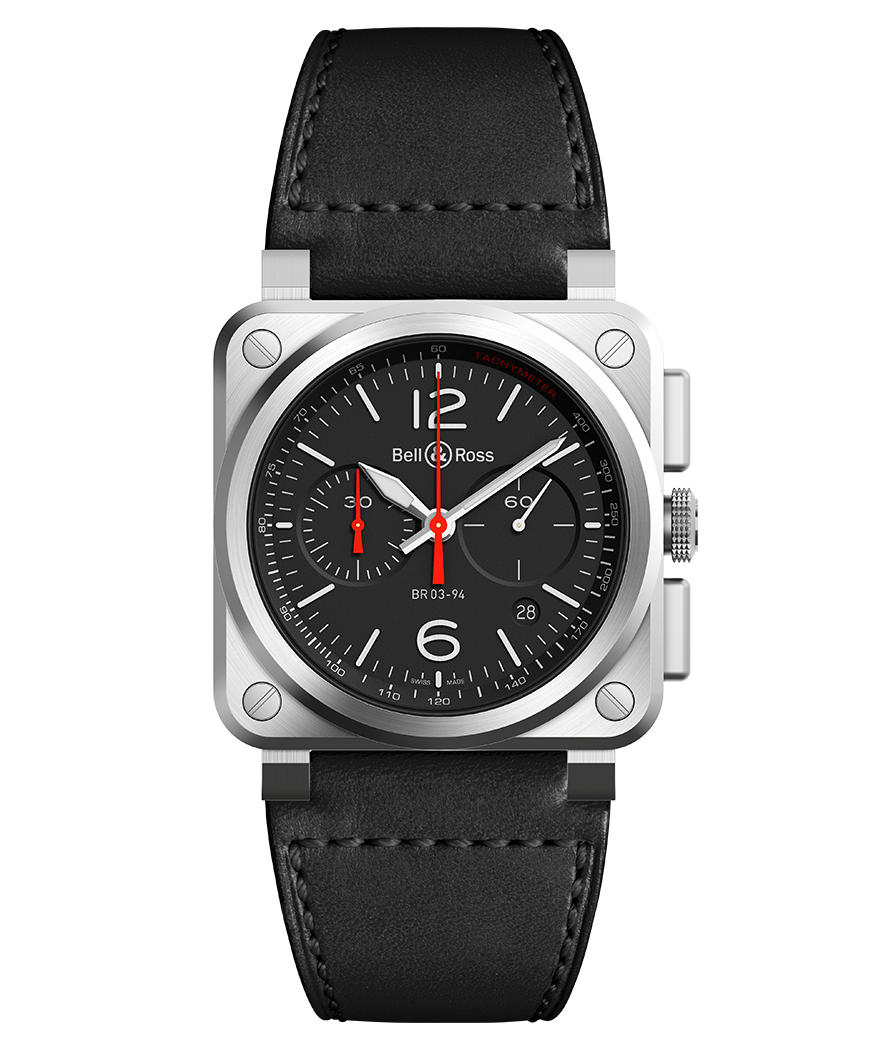 Bell & Ross Watch BR-03 Chrono Black Steel BR0394-BLC-ST/SCA