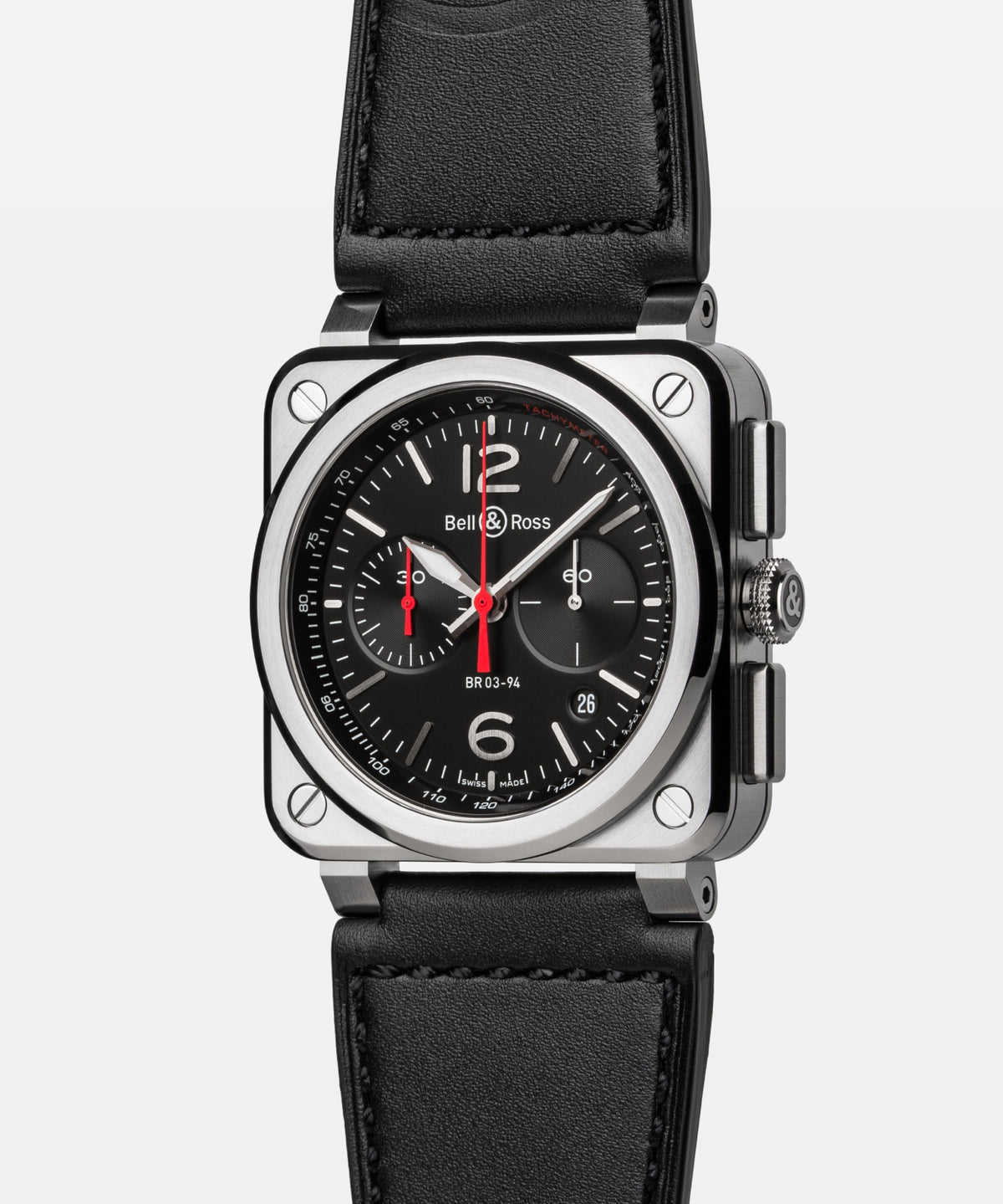 Bell & Ross Watch BR-03 Chrono Black Steel BR0394-BLC-ST/SCA
