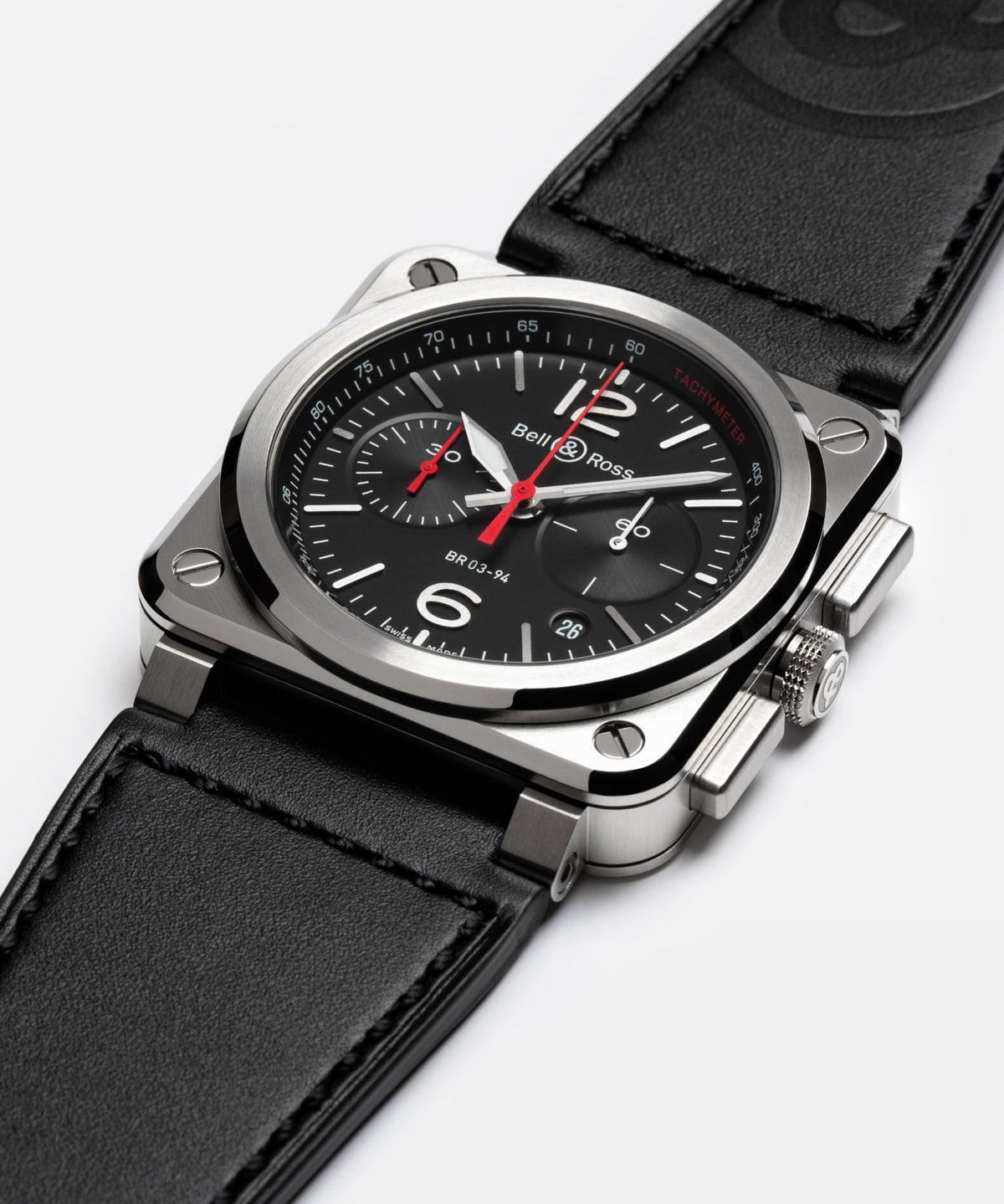 Bell & Ross Watch BR-03 Chrono Black Steel BR0394-BLC-ST/SCA