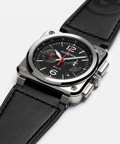 Bell & Ross Watch BR-03 Chrono Black Steel BR0394-BLC-ST/SCA