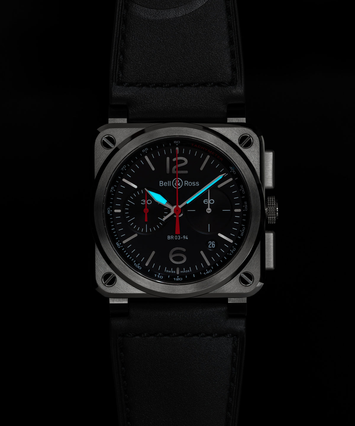 Bell & Ross Watch BR-03 Chrono Black Steel BR0394-BLC-ST/SCA