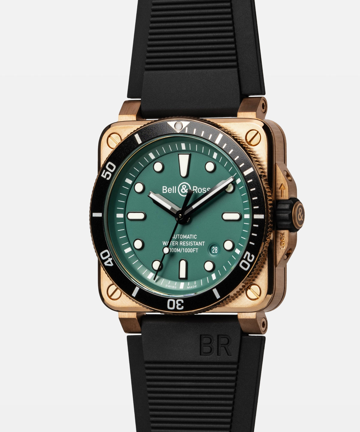 Bell & Ross Watch BR-03 Diver Black & Green Bronze BR0392-D-LT-BR/SRB
