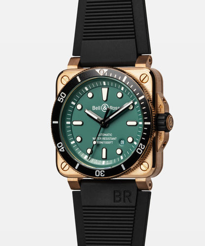 Bell & Ross Watch BR-03 Diver Black & Green Bronze BR0392-D-LT-BR/SRB