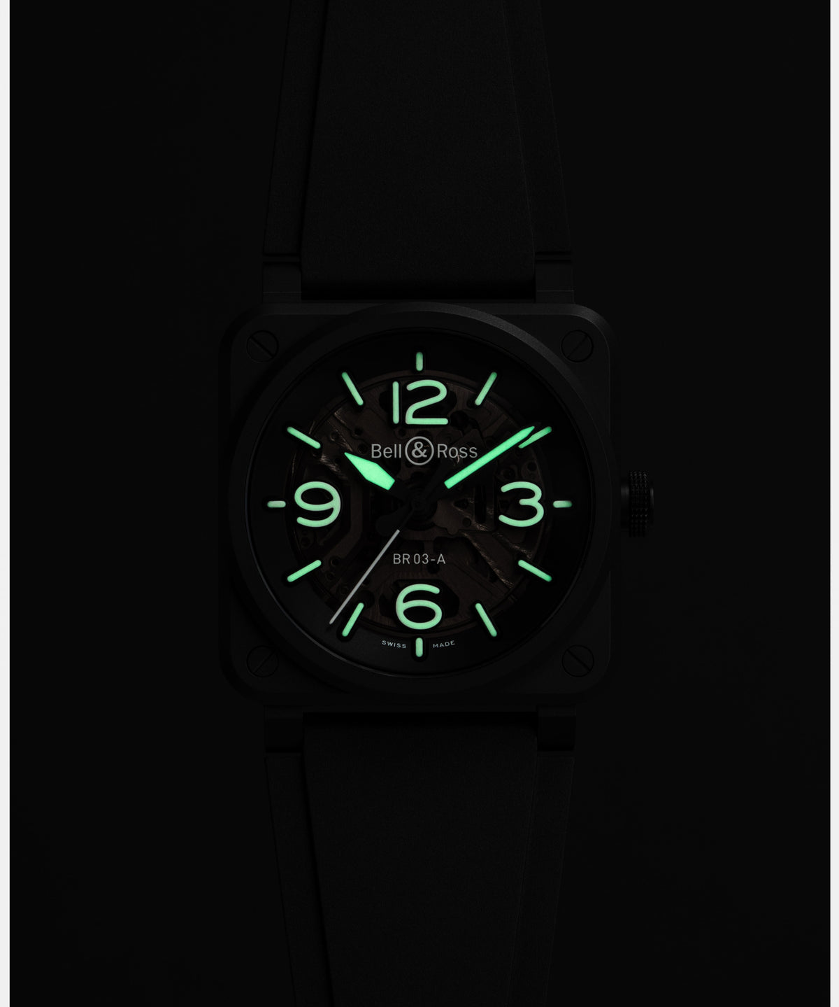 Bell & Ross Montre BR-03 Skeleton Black Ceramic BR03A-BL-SKCE/SRB