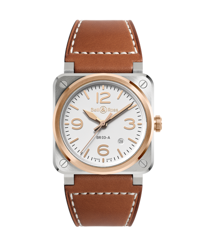 Bell & Ross Watch BR-03 White Steel & Gold BR03A-WH-STPG/SCA